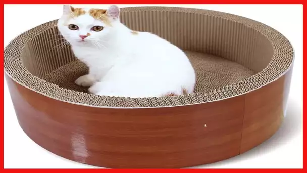 ScratchMe Cat Scratcher Post & Board, Round Cat Scratching Lounge Bed, Durable Pad prevents