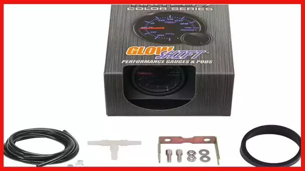 GlowShift Tinted 7 Color 30 PSI Turbo Boost / Vacuum Gauge Kit - Includes Mechanical Hose