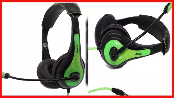 AVID AE-36 Headset in Green with Adjustable Boom Microphone for School, Classroom, Education,