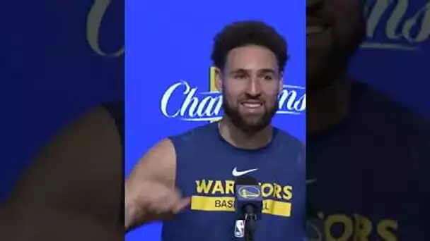 Klay throws paper airplane at the end of his post-game presser | #Shorts