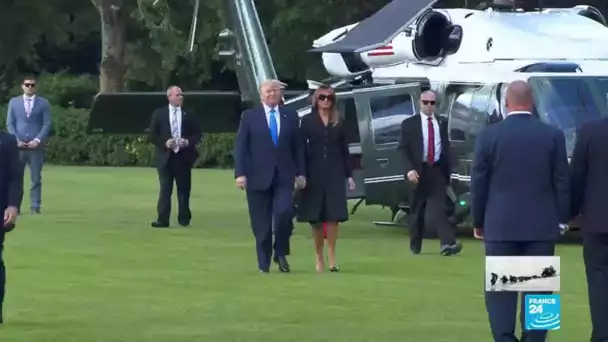 Donald Trump arrive à Colleville-sur-Mer