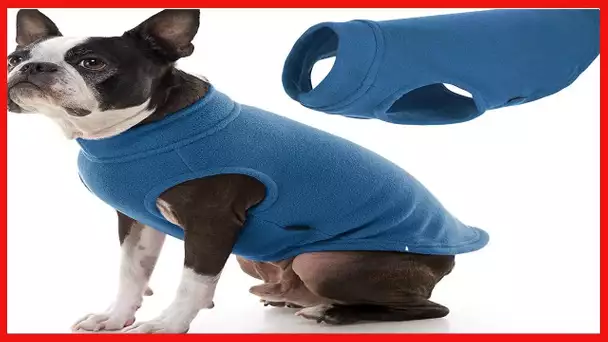 Gooby Stretch Fleece Vest Dog Sweater - Steel Blue, Large - Warm Pullover Fleece Dog Jacket - Winter