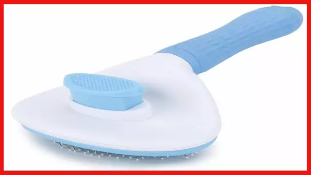 Depets Self Cleaning Slicker Brush, Dog Cat Bunny Pet Grooming Shedding Brush - Easy to Remove Loose