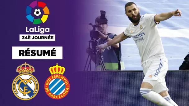 Résumé : Le Real et Benzema balayent l'Espanyol et valident leur titre de champion