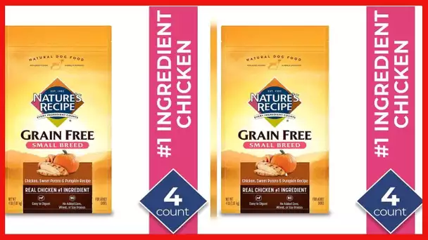 Nature's Recipe Grain Free Small Breed Dry Dog Food, Chicken, Sweet Potato & Pumpkin Recipe, 4 Pound